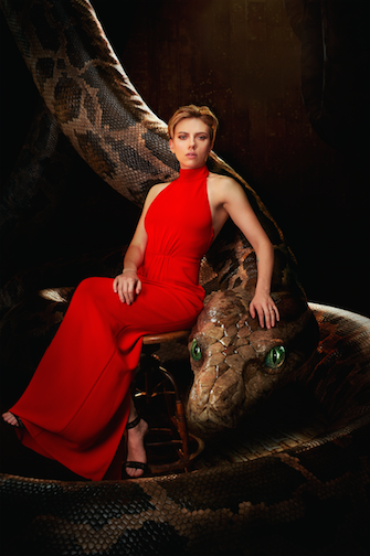 Scarlett Johansson / Kaa
Kaa is a massive python who uses her voice and hypnotic gaze to entrance Mowgli. The man-cub can't resist her captivating embrace. "Kaa seduces and entraps Mowgli with her storytelling," says Scarlett Johansson. "She's the mirror into Mowgli's past. The way she moves is very alluring, almost coquettish."